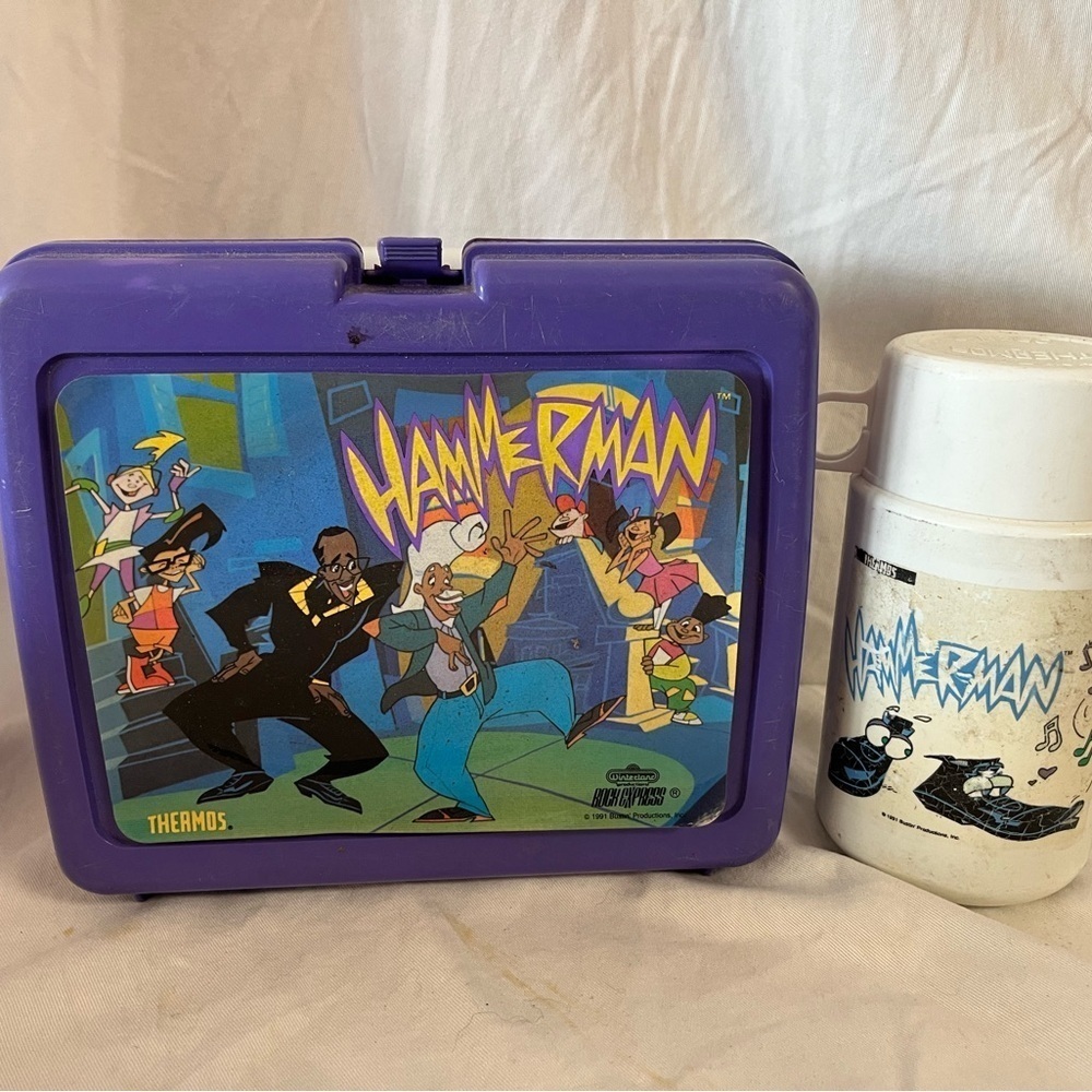 Vintage 1991 Rock Express MC Hammerman Lunch Box W/ Thermos See Listing